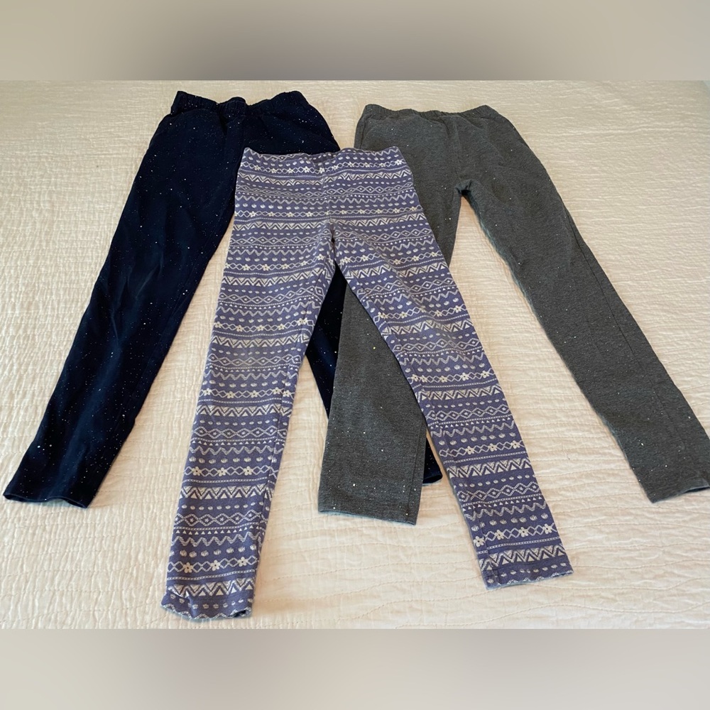 GUC Bundle of Three Kids Leggings, Two Gap and one Oshkosh, Size S (6-7)